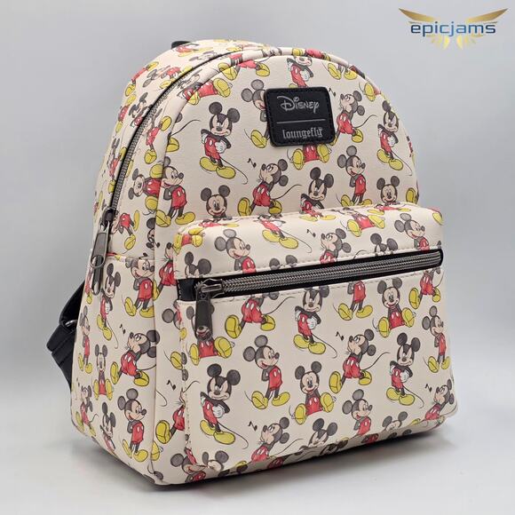 Loungefly Disney Mickey Mouse Poses AOP White Mini Backpack Bag New - Picture 3 of 5